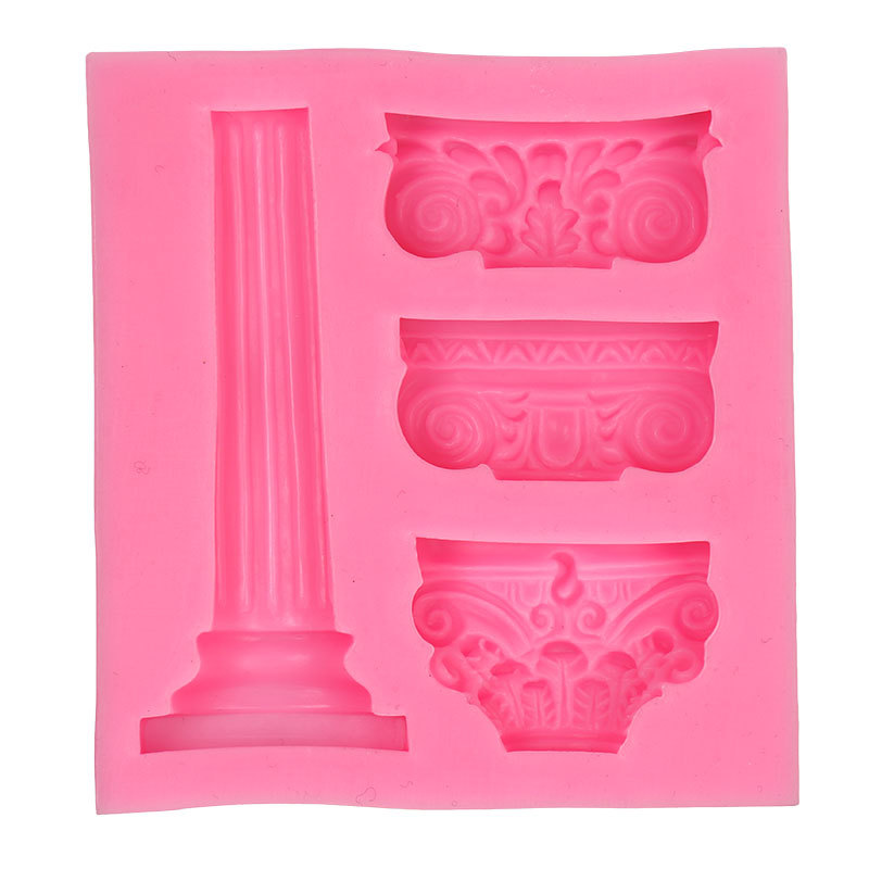Bricolaje estilo europeo retro romano columna molde fondant cake decoración edificio retro columna chocolate epoxi molde