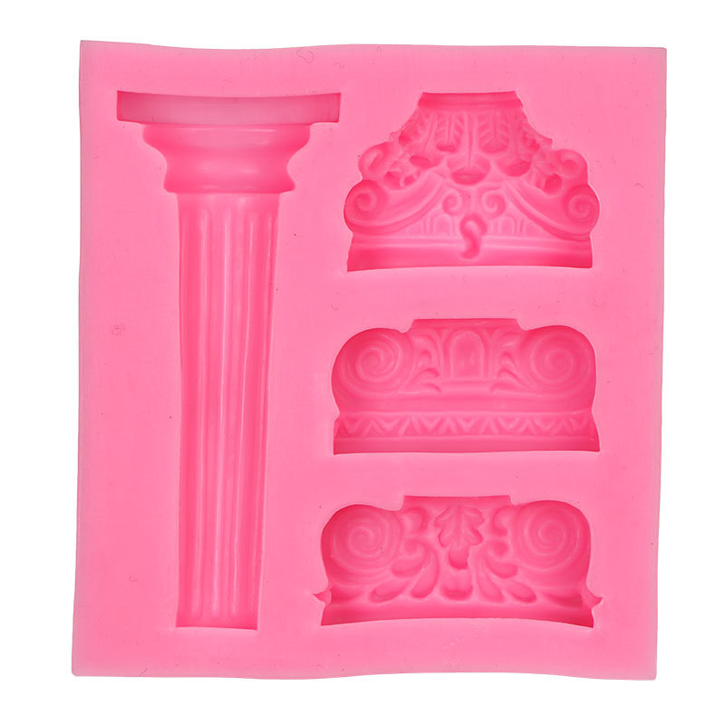 Bricolaje estilo europeo retro romano columna molde fondant cake decoración edificio retro columna chocolate epoxi molde