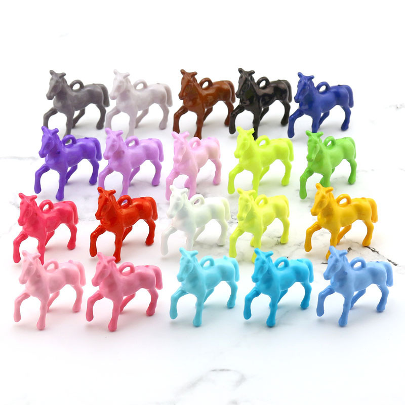 DIY accessories acrylic horse UV bright color three-dimensional pony pendant bag keychain pendant