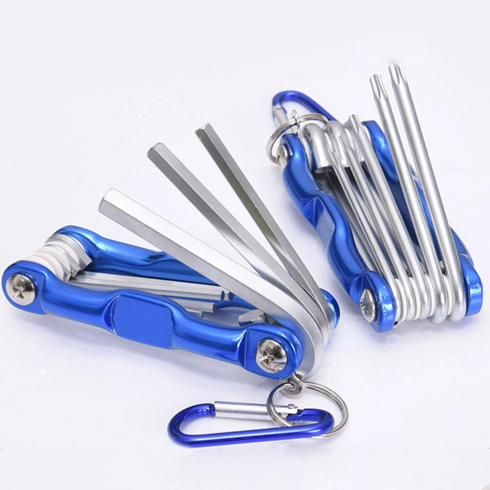 Складной шестигранный ключ в алюминиевом корпусе с плоской головкой Шестигранный ключ Torx 7 шт. 8 шт. Складной шестигранный ключ