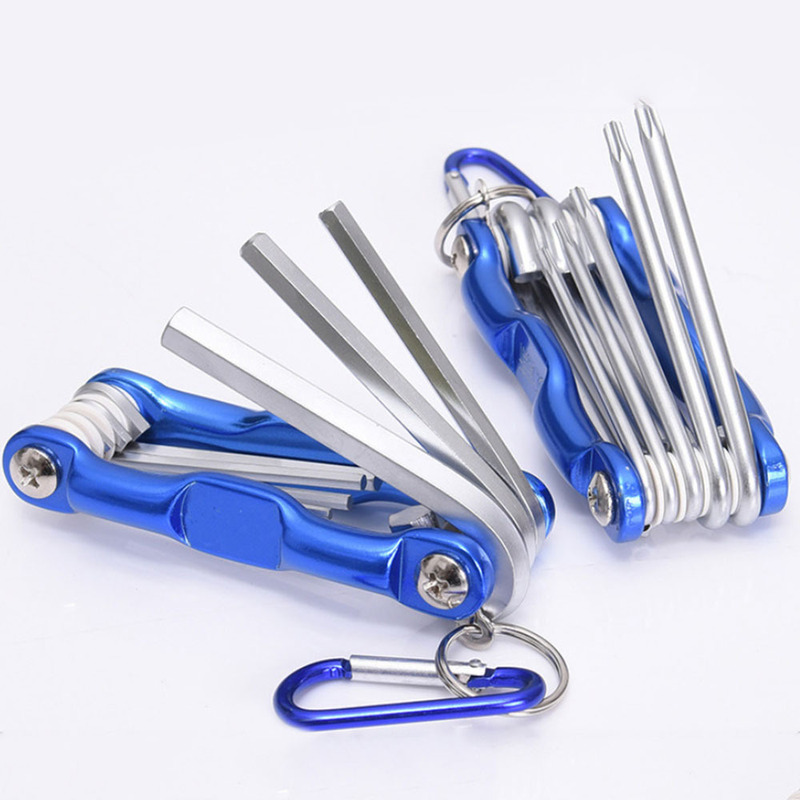 Aluminum Shell Foldableing Hexagonal Set Wrench Flat Head Plum Blossom Hexagonal Wrench 7Pc8Pc Foldableing Hexagonal Wrench