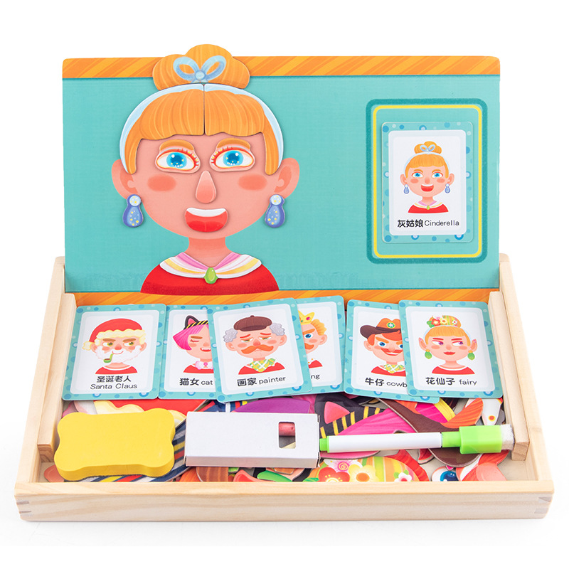Rompecabezas de educación temprana para niños Rompecabezas de vehículos cognitivos de carácter magnético Rompecabezas de juguete Tablero de dibujo de aprendizaje de doble cara