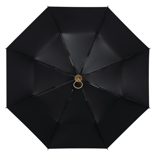 Engraved wooden handle fully automatic sun protection folding anti-UV sun umbrella vinyl parasol advertising umbrella