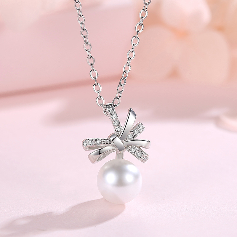 S925 collar de arco de plata esterlina de las mujeres popular Red rojo elegante simple cadena de clavícula ins viento frío para la novia