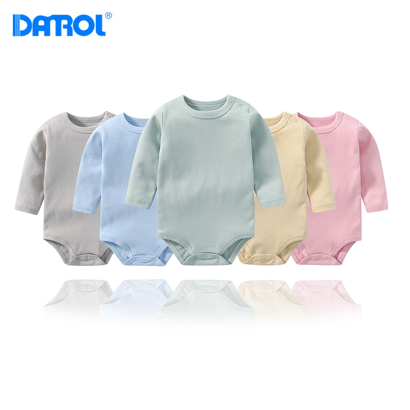 Baby Cotton Long Sleeve Shoulder Buckle Haku Baby Jumpsuit Spring and Autumn Men's and Women's Bag Fart Multi-color Optional