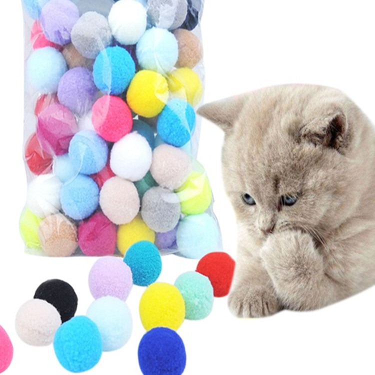 Cat interactive toy polyester elastic fur ball quiet not noisy cat toy ball 3cm