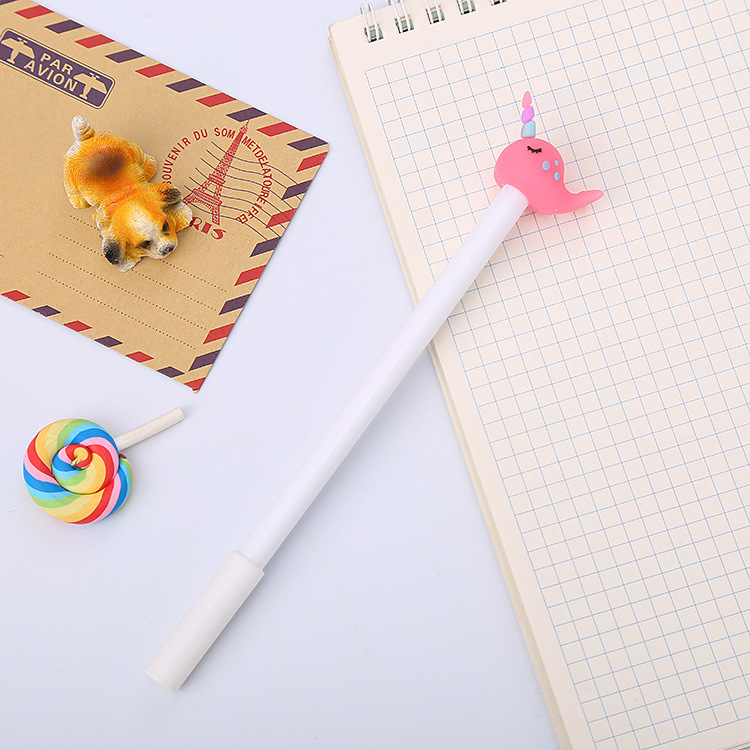 Dibujos animados aprendizaje papelería ballena pluma de gel estudiante creativo escritura práctica palabra pluma a base de agua linda oficina firma pluma