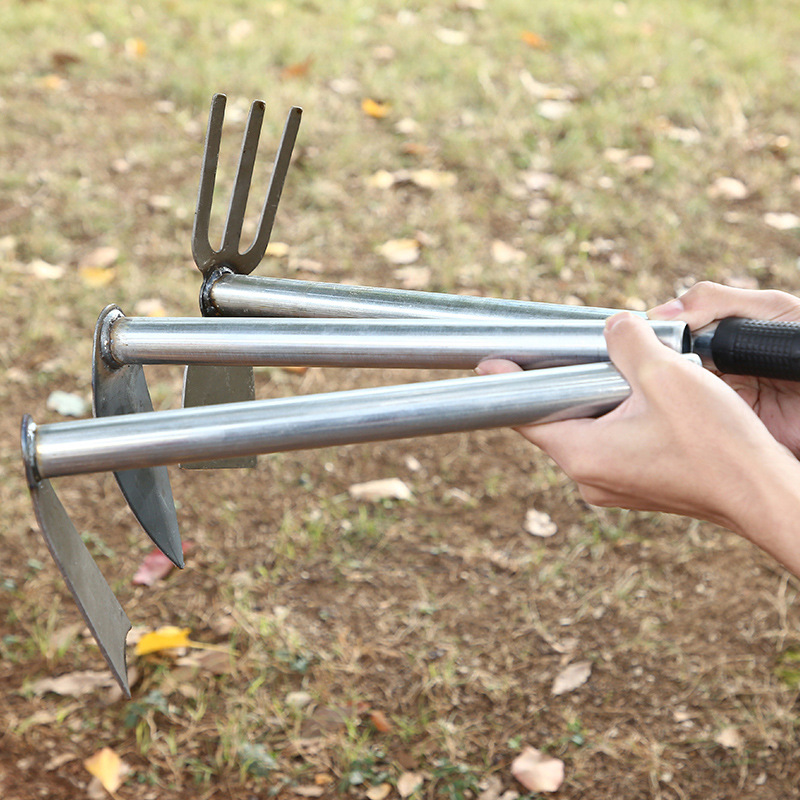 园林不锈钢种花园艺工具户外钓鱼除草锄草种菜钢柄农具小锄头
