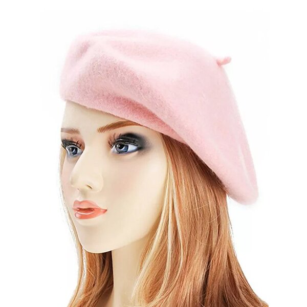 Japanese black beret made of faux fur