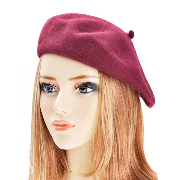 Japanese black beret made of faux fur