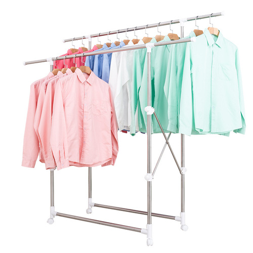 Wholesale Youlite clothes drying rack floor-standing folding stainless steel double pole quilt rack balcony clothes drying rod manufacturer