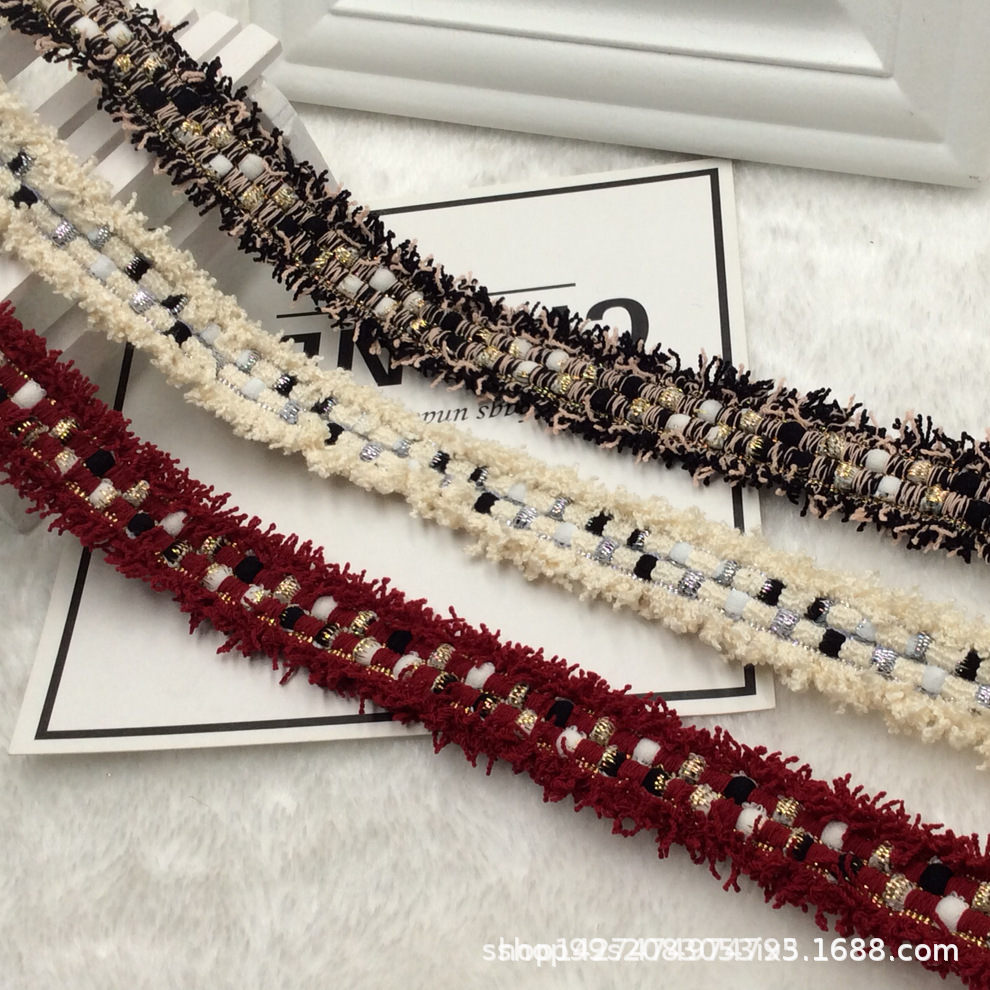 新款2cm韩国织带小香风毛边发饰diy辅料外套袖口围巾帽百搭花边