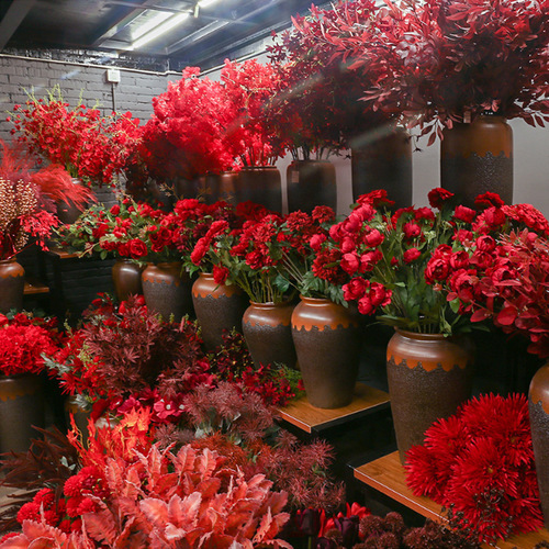 Red artificial flowers wedding decoration wedding arrangement ornaments silk flowers wedding ceiling florist artificial flowers wholesale
