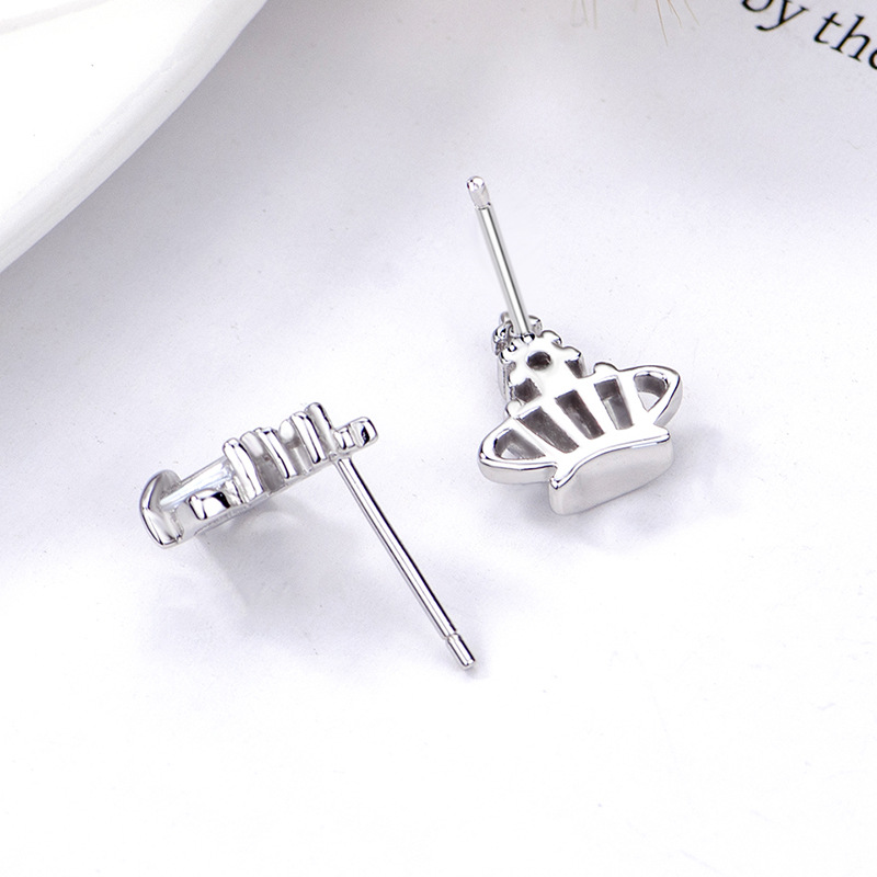 S925 pendientes de plata esterlina pendientes de la Corona pendientes con incrustaciones de circón pendientes de diseño europeo y americano joyería de moda pendientes de estilo coreano