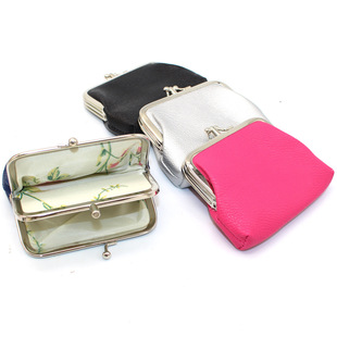Cross-border e-commerce supply double-layer leather coin purse women's cute small bag bank card clip bag