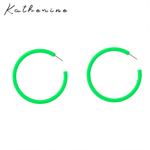 S925 Silver Needle No Piercing Earrings Ear Clip Women's Fluorescent Candy Color Bungee Exaggerated Hyunya Colorful Circle Women's Earrings