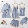 Gold-edged five-piece set gray blue