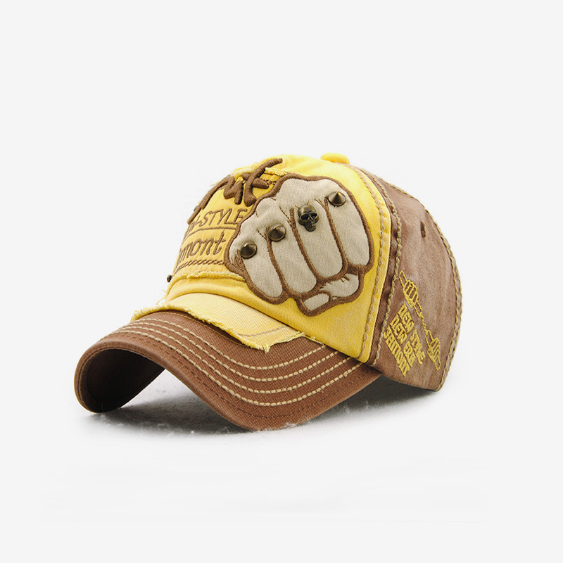 Baseball cap unisex, distressed patch style, multi-color casual hat