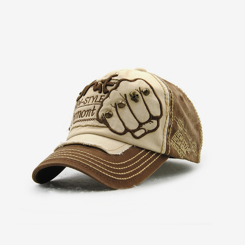 Baseball cap unisex, distressed patch style, multi-color casual hat