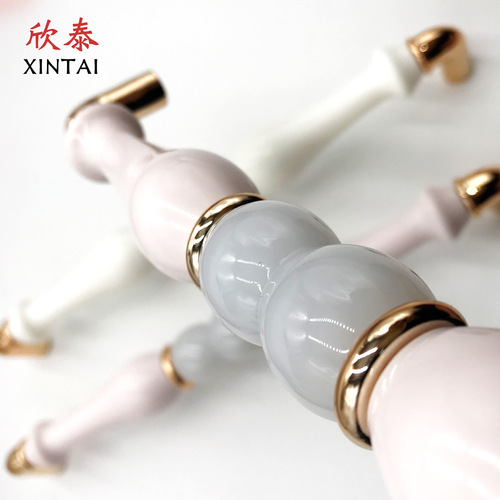European simple drawer single hole handle cabinet wardrobe handle golden imitation ceramic buckle plastic large handle
