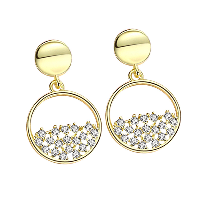 Pendientes de plata de ley s925 pendientes de estrella redonda geométrica de moda Coreana de las mujeres de diseño de nicho pendientes de joyería de plata temperamento