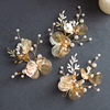 Golden hair accessory for bride, earrings, wedding dress, flowered