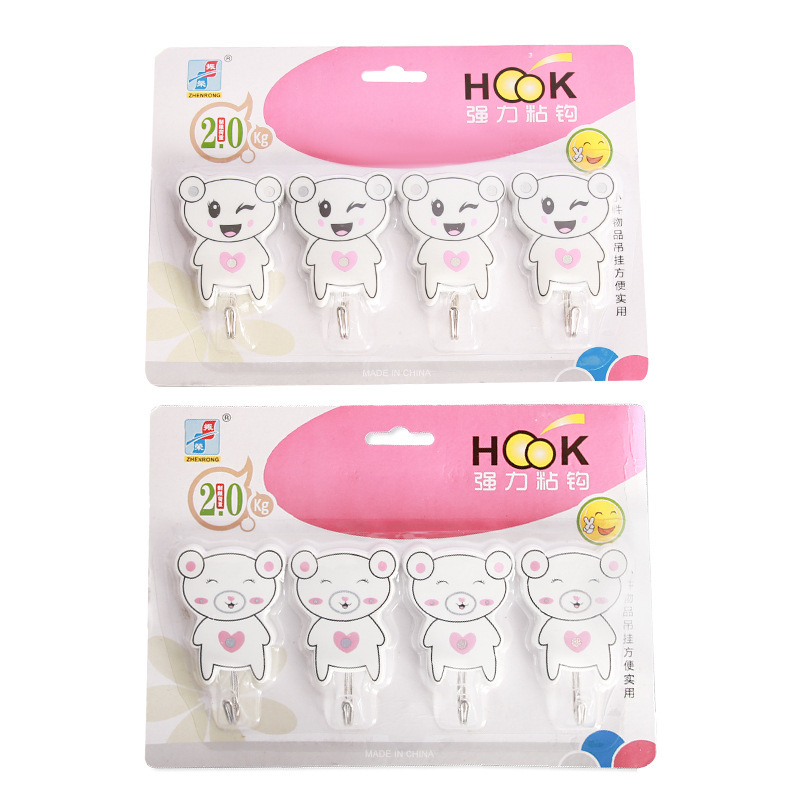 Gancho pegajoso de dibujos animados sin perforar cocina doméstica gancho sin costuras lindo ventosa ropa gancho pequeño gancho pegajoso detrás de la pared de la puerta