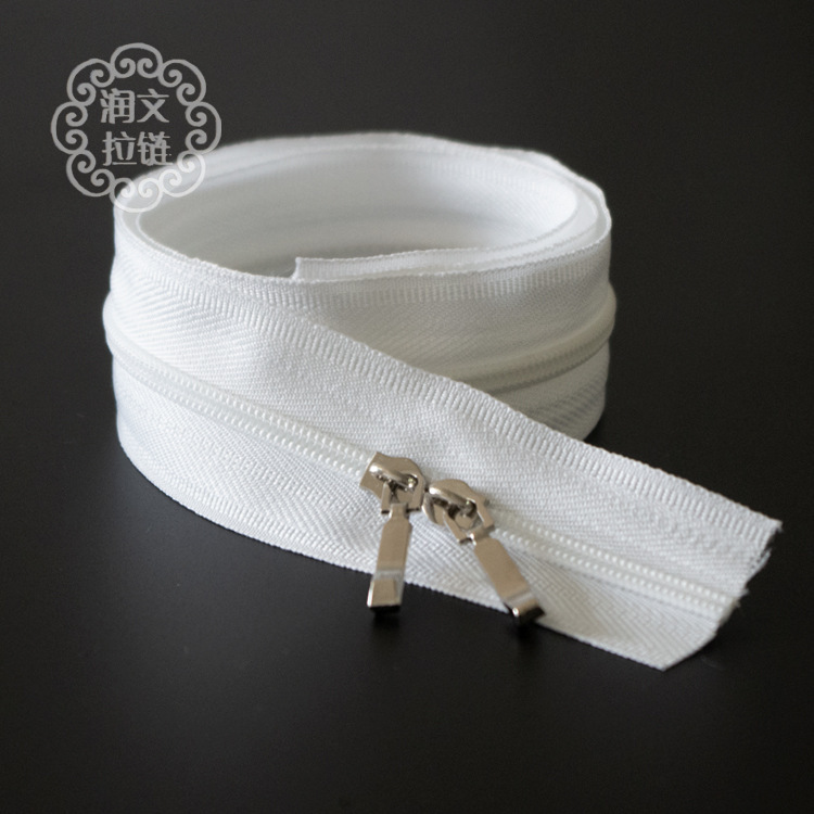 In stock bleached No. 3 quilt cover zipper double-headed home textile quilt cover pillow zipper factory wholesale white zipper finished product