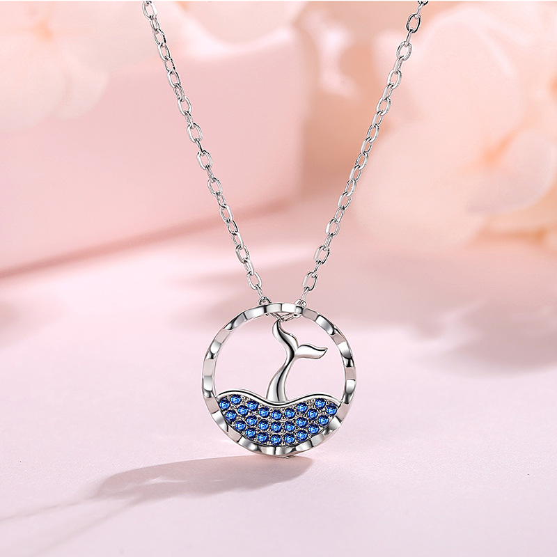 S925 plata esterlina collar de cola de pez para las mujeres plata esterlina popular neto rojo elegante simple cadena de clavícula viento frío para novia