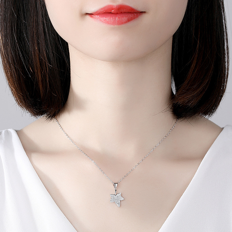 S925 plata esterlina ginkgo hoja collar mujer clavícula cadena online celebridad colgante hoja de arce regalo de cumpleaños para novia regalo de San Valentín