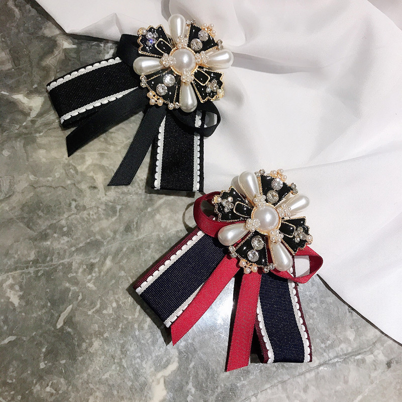 South Korea's Dongdaemun Retro Baroque Collar Women's British Style Multi-layered Bow European And American Bow Tie Brooch