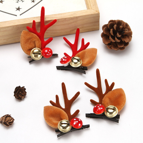 Cross-border Amazon Christmas Antler Hair Clips Children's Cute Cartoon Christmas Hair Accessories Hair Clips Party Decoration Supplies