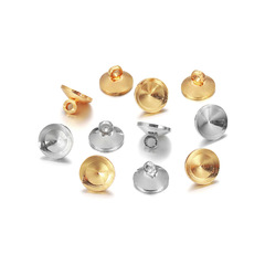 DIY飾品配件材料 6-8mm無針吊墜托 珠托盤 珍珠托 銅製珍珠吊墜頭