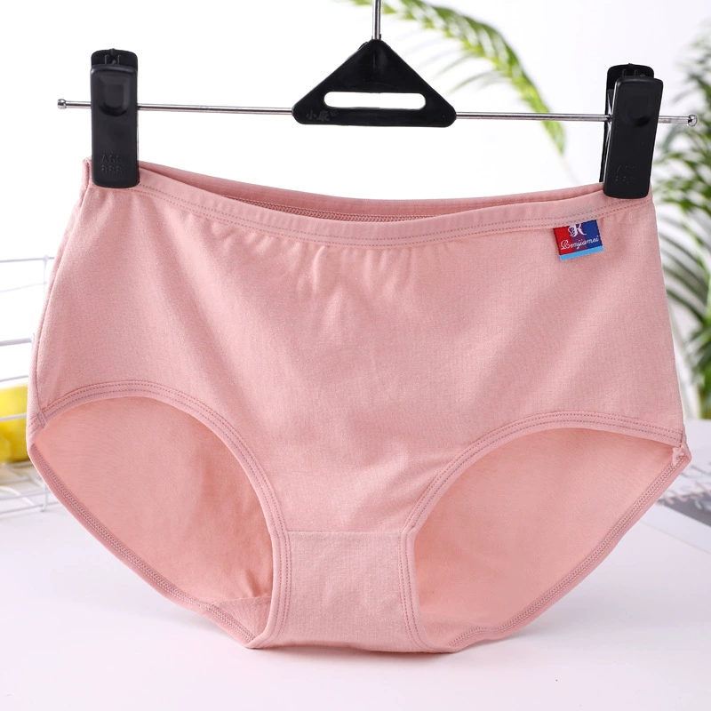 Cotton antibacterial underwear, pants, plus size, mid rise, for middle age