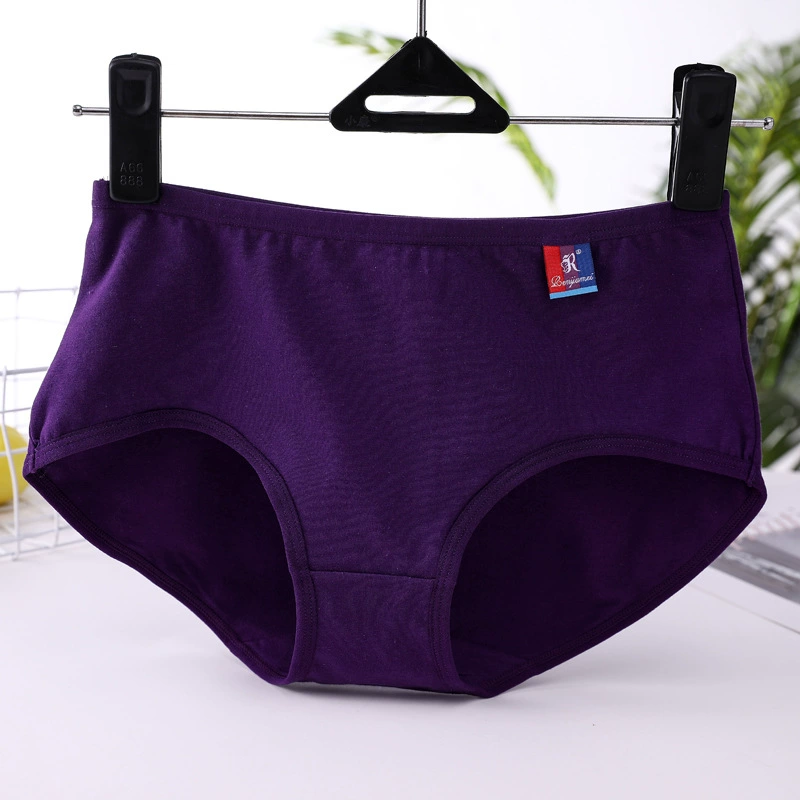 Cotton antibacterial underwear, pants, plus size, mid rise, for middle age