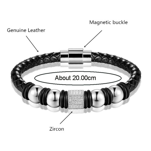 Alibaba.com Amazon Europe and America Best Selling Men's Double Layer Diamond Hand Chain Woven Leather Hand Chain Compatible for Women
