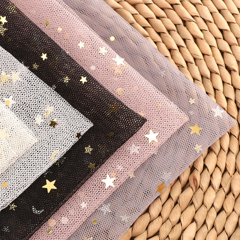 Mesh Soft Gold Yarn Gift Yarn Star and Moon Packaging Stage Can Be Cut to Accompany Star Sequins Flower Arrangement Gift Box
