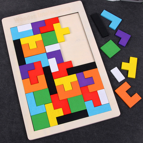Tetris building blocks puzzle kindergarten prizes companion gifts sharing gifts whole class wooden toys wholesale