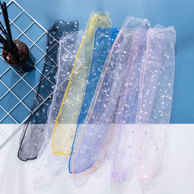 Calcetines de pelo fino de verano japonés calcetines de hadas estrella de estampado en caliente calcetines de princesa transpirables de encaje calcetines de malla transparente
