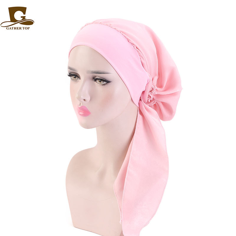 Nuevo pañuelo de seda de imitación gorra elástica banda de pelo trenza sombrero pirata sombrero sedoso capó TJM-329B