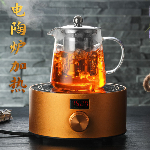 Wholesale high borosilicate heat-resistant glass teapot, thickened tea water separation teapot, transparent household simple tea maker