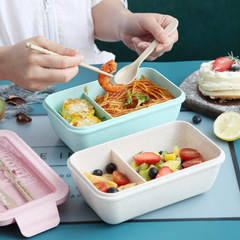 Microwaveable Lunch Box with Large Capacity, Made from Wheat Straw—Lightweight, Diet-Friendly Container Ideal for Office Workers, Featuring Separate Compartments for Convenient Meal Prep