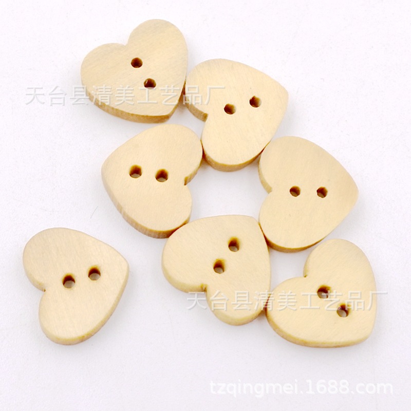 100 botones de madera en forma de corazón/bolsa de diámetro aproximadamente 1,8 cm en forma de corazón de impresión de madera maciza