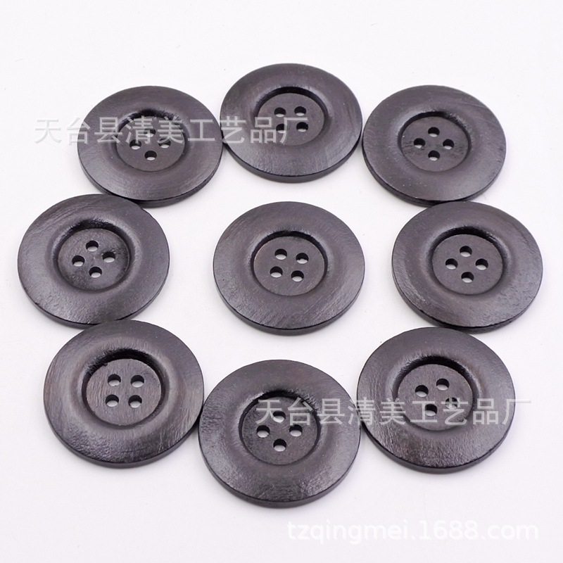 50mm de cuatro ojos borde fino/ancho borde botón de la capa decorativa de madera botón de la capa 10 piezas de un paquete