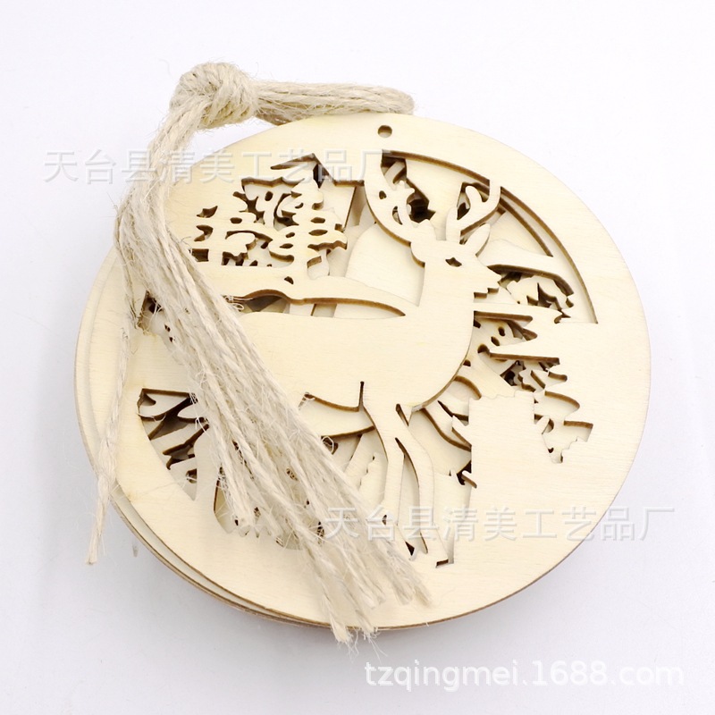 Ronda Navidad ELK astillas de madera DIY decorativo ronda alcele astillas de madera 10 unidades un paquete