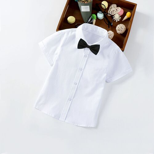Boys' white short-sleeved shirts Manufacturer Children's white short-sleeved costumes baby boys summer shirts