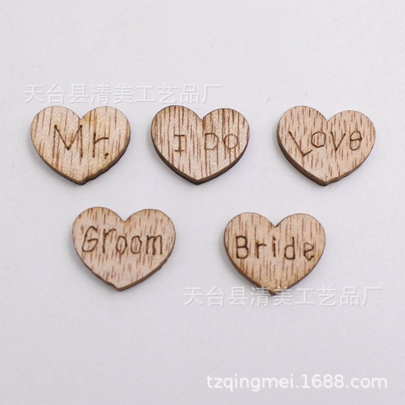 6 tipos de letras de grano de madera mezcladas con botones decorativos de madera de bricolaje 500 pc/bolsa