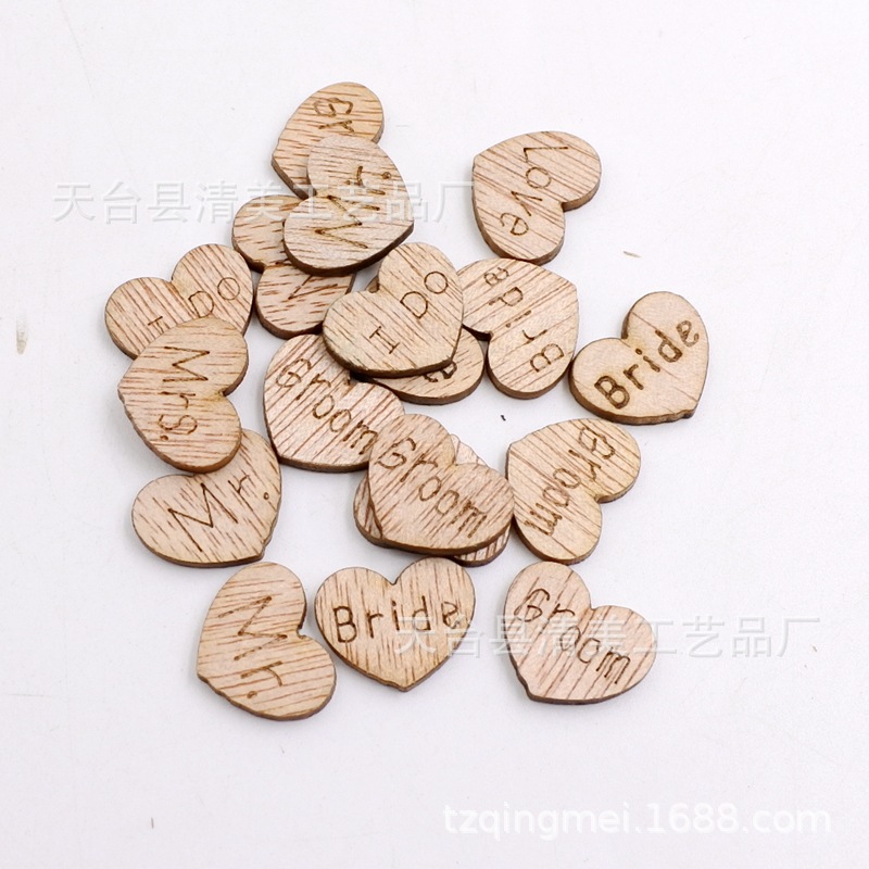 6 tipos de letras de grano de madera mezcladas con botones decorativos de madera de bricolaje 500 pc/bolsa