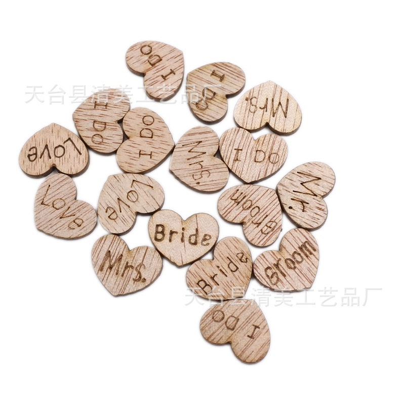 6 tipos de letras de grano de madera mezcladas con botones decorativos de madera de bricolaje 500 pc/bolsa