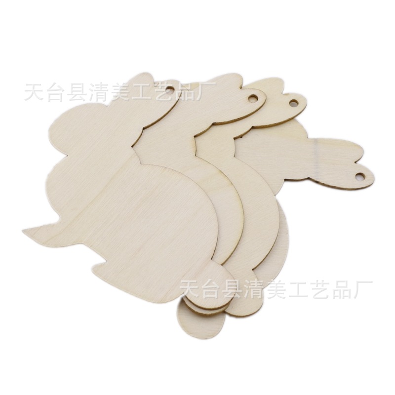 DIY conejito pieza de madera dibujos animados lindo conejito forma decoración pieza de madera 20 piezas en un paquete